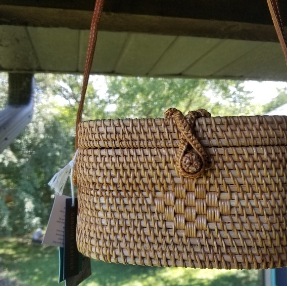 made in Vietnam Handbags - NWT Rattan straw crossbody camera purse